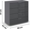 rauch Aditio Box, Kommode, 2 Schubladen, mit Glasfront, mit Softclose-Funktion, Farbe Grau metallic, BxHxT 80x81x42cm Bild 4