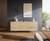 Sideboard Cuor 180 cm Keramik Laminam® Sabbia Eichefarbig 2 Türen 3 Schubfächer Fuß Schwebeoptik Acrylglas Bild 2