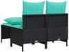 vidaXL 4-teiliges Gartensofa-Set mit Kissen, schwarzes Polyrattan 368388 Bild 5