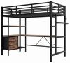 BlingBin Hochbett (1-St, mit LED-Licht, USB, Schreibtisch & Stauraum) 90x200 cm, Schwarz/Weiß, MDF + Metall, Wäscheständer Bild 4