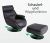 Relaxsessel mit Hocker HWC-K99, Fernsehsessel Sessel, Wippfunktion drehbar, Metall Echtleder/Kunstleder ~ creme-weiß Bild 3