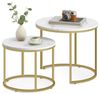 Home Collective Couchtisch 2er Set Beistelltisch Loft Design 2in1 Verschachtelung Wohnzimmer, kratzfeste Oberfläche 53cm & 43cm Marmor Optik, goldenen Beinen rund Bild 4