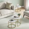 Home Collective Couchtisch 2er Set Beistelltisch Loft Design 2in1 Verschachtelung Wohnzimmer, kratzfeste Oberfläche 53cm & 43cm Marmor Optik, goldenen Beinen rund Bild 2