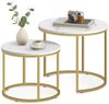 Home Collective Couchtisch 2er Set Beistelltisch Loft Design 2in1 Verschachtelung Wohnzimmer, kratzfeste Oberfläche 53cm & 43cm Marmor Optik, goldenen Beinen rund Bild 5