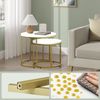 Home Collective Couchtisch 2er Set Beistelltisch Loft Design 2in1 Verschachtelung Wohnzimmer, kratzfeste Oberfläche 53cm & 43cm Marmor Optik, goldenen Beinen rund Bild 3