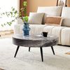 Couchtisch 70x70x35,5 cm in grauer Marmoroptik mit Metallbeinen, rund und modern Bild 4