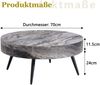 Couchtisch 70x70x35,5 cm in grauer Marmoroptik mit Metallbeinen, rund und modern Bild 5