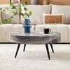 Couchtisch 70x70x35,5 cm in grauer Marmoroptik mit Metallbeinen, rund und modern Bild 2