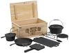 BBQ-Toro Grilltopf 10-teiliges Dutch Oven Set in Holzkiste mit Waffeleisen, Stieltopf, Gusseisen (Set, Dutch Oven Set in Holzkiste) Bild 2