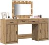 vidaXL Schminktisch mit Spiegelbeleuchtung 3 pcs Braun Holzwerkstoff 3334253 Bild 3
