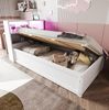 Bett 90x200 cm aus Massivholz mit Stauraum und LED-Beleuchtung Bild 2