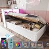 Bett 90x200 cm aus Massivholz mit Stauraum und LED-Beleuchtung Bild 4