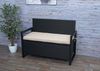 Poly-Rattan 2er Sitzbank HWC-F39, Gartenbank Truhenbank, Staufach Aufbewahrung Sitzkissen ~ anthrazit, Kissen beige Bild 3