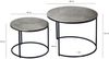 Satztisch Metall 2er Set rund silber - Couchtisch Aluminium Tischplatten mit Muster - Beistelltisch Sofatisch Alu modern - Wohnzimmertisch Eisen Gestell Handmade Bild 4