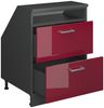 Dachschrägenschrank Rion Rot Hochglanz 60 x 81.6 cm mit 2 Schubladen, Schrankkorpus 60 cm Tiefe Vicco Bild 4
