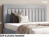 MEBLINI Polsterbett 140x200 mit Lattenrost und Matratze – BELORDI – Hellgrau Samt – Doppelbett mit Bettkasten - Stauraumbett - Kopfteil Bett mit Stauraum Bild 4