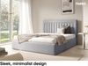 MEBLINI Polsterbett 140x200 mit Lattenrost und Matratze – BELORDI – Hellgrau Samt – Doppelbett mit Bettkasten - Stauraumbett - Kopfteil Bett mit Stauraum Bild 3