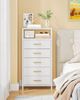 Nachttisch, Beistelltisch mit 5 Stoff-Schubladen und Regalen, Offenes Fach, Couchtisch, Nachtschrank Schlafzimmer, für Wohnzimmer, Schlafzimmer, Weiß Bild 4