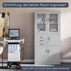 Vitrinenschrank abschließbar FILIP - mit Tresor & Schubladen| Büroschrank aus Stahl Aktenschrank mit Glasfenster Metallschrank Mehrzweckschrank, 185x90x40cm Grau Bild 3