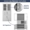 Vitrinenschrank abschließbar FILIP - mit Tresor & Schubladen| Büroschrank aus Stahl Aktenschrank mit Glasfenster Metallschrank Mehrzweckschrank, 185x90x40cm Grau Bild 5