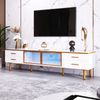 TV-Schrank 170 cm Weiß Gold mit Marmormuster und braunem Glas, Lowboard mit 4 Schubladen und 2 Türen Bild 4