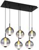 LED Hängeleuchte schwarz, Glaskugel rauch, H 120 cm Bild 4