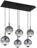 LED Hängeleuchte schwarz, Glaskugel rauch, H 120 cm Bild 5