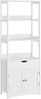 Vasagle Hochschrank, Badezimmerschrank, 3 offene Fächer, 1 Schublade und 2 Schranktüren, Premium-MDF weiß, 60 x 32,5 x 154 cm Bild 2