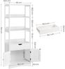 Vasagle Hochschrank, Badezimmerschrank, 3 offene Fächer, 1 Schublade und 2 Schranktüren, Premium-MDF weiß, 60 x 32,5 x 154 cm Bild 5