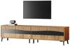 BlingBin TV-Schrank Lowboard Fernsehschrank Für bis zu 75 Zoll Fernseher (TV-Bank, 1-St, Holzfarbe + schwarzer Spleiß-TV-Ständer 180 x 40 x 50 cm) Wohnzimmerschrank mit 8 Stützbeinen, Symmetrisches Design Bild 5