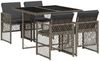 vidaXL 5-tlg. Garten-Essgruppe mit Kissen Grau Poly Rattan 3210716 Bild 2