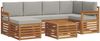 vidaXL Ecksofa Set 7 pcs Natürlich und Hellgrau Massivholz Akazie 3375116 Bild 2