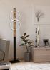 Eglo 900892 LED Stehleuchte BOYAL Stahl, Holz schwarz, braun rustikal 2X9W 3000K L:30cm H:150cm mit Fußtrittschalter Bild 2