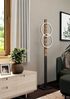 Eglo 900892 LED Stehleuchte BOYAL Stahl, Holz schwarz, braun rustikal 2X9W 3000K L:30cm H:150cm mit Fußtrittschalter Bild 3