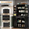 Küchenschrank, multifunktionaler Hochschrank, Sideboard mit zwei Regaltüren, Staufächern und innenliegender Schublade, 182 × 40 × 75, geeignet für Küche, Esszimmer und Wohnzimmer. Bild 3