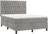 vidaXL Boxspringbett mit Matratze Hellgrau 140x200 cm Samt 3143205 Bild 3
