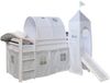 Hochbett mit Matratze 90x200 Turm Tunnel Rutsche Stockbett Weiß Kinderbett Holz Kiefer Vorhang Sterne grau Lattenrost Bild 5