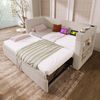 Schlafsofa mit Ausziehbett, Baumwoll-Leinen-Mischgewebe, 90x190 cm, Beige, ohne Matratze Bild 4