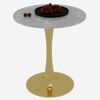 Goldener Couchtisch (70 cm Durchmesser), Esstisch im Mid-Century-Modern-Stil, geeignet für 2-4 Personen, mit runder Marmorplatte in hellgrauer Maserung, perfekt für verschiedene Tischdekorationen Bild 2