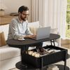 FABATO Couchtisch oval, höhenverstellbar mit verstecktem Stauraum, 3-Etagen-Design (1-St), 105.9×45×50-63.5cm, schwarz Bild 4