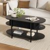 FABATO Couchtisch oval, höhenverstellbar mit verstecktem Stauraum, 3-Etagen-Design (1-St), 105.9×45×50-63.5cm, schwarz Bild 3