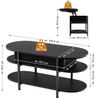 FABATO Couchtisch oval, höhenverstellbar mit verstecktem Stauraum, 3-Etagen-Design (1-St), 105.9×45×50-63.5cm, schwarz Bild 2