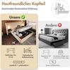 Merax Polsterbett Doppelbett 160×200 mit Nachttisch, Leselampe und USB Type-C Ladefunktion, Bettanlage Stauraumbett Bettgestell mit Lattenrost aus Massivholz und Metall, Beige-Weiß, Cordstoff(Ohne Matratze) Bild 5