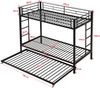 Metall Etagenbett 90x200 mit ausziehbarem Rollbett hochem Geländer Kinderbett stabil modernes Doppelstockbett schwarz Bild 5