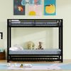 Metall Etagenbett 90x200 mit ausziehbarem Rollbett hochem Geländer Kinderbett stabil modernes Doppelstockbett schwarz Bild 2