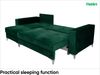 MEBLINI Schlafcouch mit Bettkasten - MASSIMO - 236x145x86cm - Grün Samt - Kleines Ecksofa mit Schlaffunktion - Sofa mit Relaxfunktion und Kissen - Kleine Couch L-Form - Eckcouch Bild 4