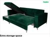 MEBLINI Schlafcouch mit Bettkasten - MASSIMO - 236x145x86cm - Grün Samt - Kleines Ecksofa mit Schlaffunktion - Sofa mit Relaxfunktion und Kissen - Kleine Couch L-Form - Eckcouch Bild 5