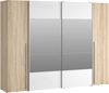 Forte NARAGO Kleiderschrank 270, moderner Dreh-/Schwebetürenschrank, 4-türig, Einlegeböden, Kleiderstangen, Holzwerkstoff, Sonoma Eiche Holzdekor /Weiß, 270,3 cm breit x 210,5 cm hoch x 61,2 cm tief Bild 3
