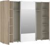 Forte NARAGO Kleiderschrank 270, moderner Dreh-/Schwebetürenschrank, 4-türig, Einlegeböden, Kleiderstangen, Holzwerkstoff, Sonoma Eiche Holzdekor /Weiß, 270,3 cm breit x 210,5 cm hoch x 61,2 cm tief Bild 5