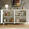 Sideboard 120 x 35 x 71 cm mit verstellbarer Ablage – weiß, MDF und Metall Bild 3